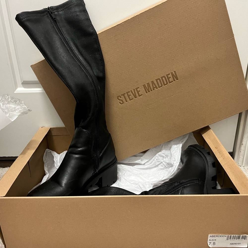 Steve Madden Black Knee-High Boots